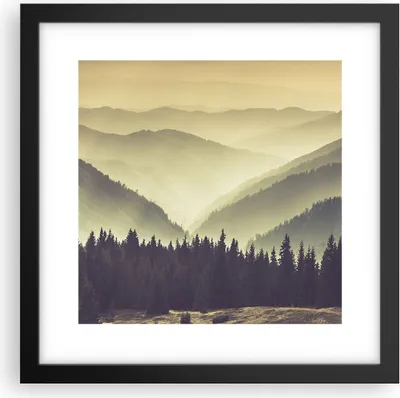 Produktbild von Gerahmtes Poster - Schwarzer Rahmen - Berge Wald Natur - 30x30 cm - Wand Bild - Wanddeko - Wandbilder - Kunstposter - Wandposter - Bilderrahmen - Bilder - Kunstdruck - Wandbild - P2BAC30x30-3820