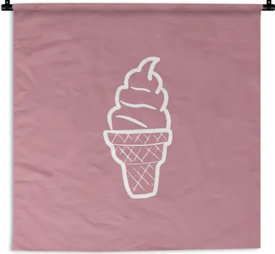 Produktbild von MuchoWow® Wandteppich Wandbehang Sommer - Rosa - Eiscreme 150x150 cm Tapisserie Dekoration Wandtuch - Wohnaccessoires - Modernes