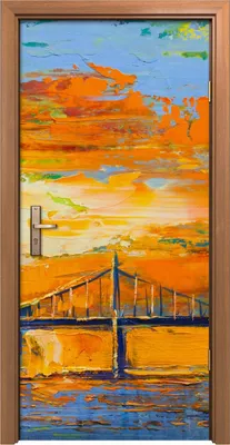 Produktbild von Türposter 90x200 cm Türaufkleber Türtapete Türfolie Klebefolie Abstrakte Malerei Stadtlandschaft