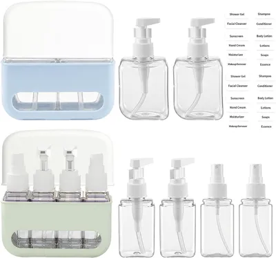 Productafbeelding van Reisflessen set 50 ml, blauw-groen, lekvrij, voor reizen