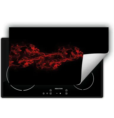 Produktbild von DarHaus Herdabdeckplatte 90x52 cm Anti Rutsch Matte Aufrollbar, schwarz - rot