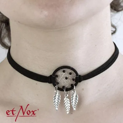 Produktbild von Choker Kette schwarz: Halsband mit Traumfänger