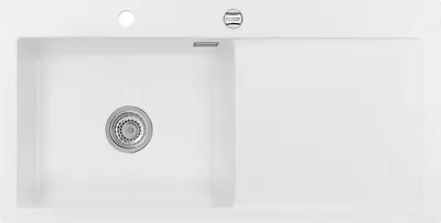 Produktbild von Auflagespüle KeraDomo MERA 100 SL Polar Becken links mit Excenterbedienung