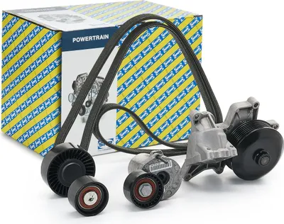 Produktbild von SNR KAP850.020 Wasserpumpe + Keilrippenriemensatz für BMW 3 Touring (E91) 3 Limousine (E90) 1 Schrägheck (E87) 3 Coupe (E92) 3 Cabrio (E93)