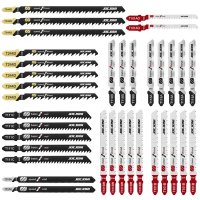 Image de Jeu de lames de scie sauteuse - 35 pièces - Queue en T - Avec boîte de rangement - Pour bois et métal