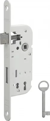 Image de Serrure encastrable NF à clé pour porte de chambre, axe 40mm, bouts ronds, blanc, 1 clé - THIRARD