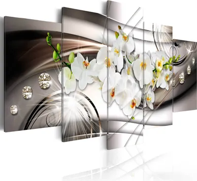 Immagine prodotto di Quadri su tela 200x100 cm b-A-0238-b-n quadro su tela non tessuta 5 pezzi stampa d'arte moderna arte murale XXL decorazione murale design quadro murale ABSTRAKT BLUMEN ORCHIDEE