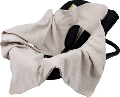 Produktbild von BabyLux Einschlagdecke Musselin 80x80 cm – Sommerdecke für Babyschale, Autositz & Kinderwagen – Atmungsaktiv & Weich – 100% Baumwolle - Natural