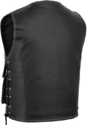 Produktbild von Lederkutte Karabiner Lederweste Bikerweste Motorradweste geflochten Clubweste, Größe:66/7XL, Farbe:Schwarz