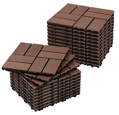 Obrázek produktu pro Eikuavons, 55 kusů terasových dlaždic z WPC, rozměr 30 x 30 cm, snadno udržovatelné, ideální pro balkon, terasu a zahradu, barva hnědá
