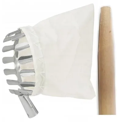 Produktbild von BirnePower Obstpflücker mit Holzstiel 150cm - Apfelpflücker, Kirschpflücker, Pflücker Beutel Metall Verzinkt Korb (15 x 15 cm), Erntehelfer Obsternter