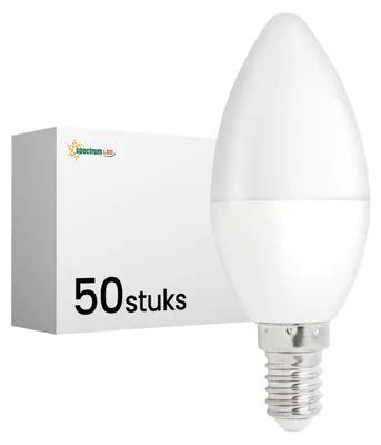 Productafbeelding van Spectrum LED Kaarslamp C35 E14 Mat - 5W 470lm 3000K - Warmwit Dimbaar - Vervangt 43W - 50 stuks