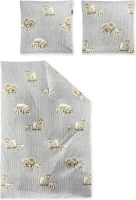 Produktbild von Irisette Feinbiber Bettwäsche-Garnitur Panda 8545 Farbe grau 155x220+80x80cm