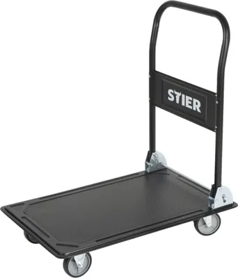 Produktbild von STIER Plattformwagen, Klappbar, Tragkraft 300 kg, Ladefläche 910 x 610 mm,Transporthilfe mit Lenkrollen, Rollwagen mit Antirutsch Beschichtung und umlaufenden Stoßschutz