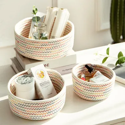 Image de Ensemble de 3 paniers de rangement tressés, pour la maison et le jardin