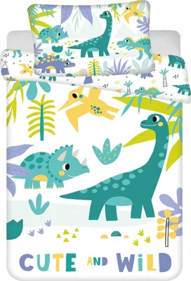 Obrázok produktu pre Detská posteľná bielizeň Dino Cute and Wild 100x135, 40x60 cm