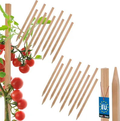Produktbild von KOTARBAU® 20er Set Pflanzstäbe 25cm Tomaten & Gurken Rankhilfe Tomatenstäbe Holzpfähle Holzstäbe Pflanzenstütze Holzpfosten  aus Buchenholz Natürlich