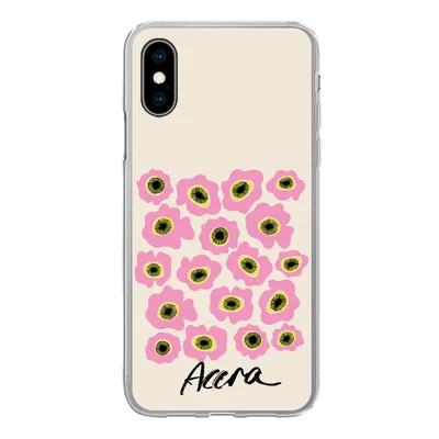 Produktbild von MuchoWow® Handyhülle Schutzhülle Hülle für iPhone X Blumen - Rosa - Ghana Silikon Softcase Handy Hülle - Handyhülle