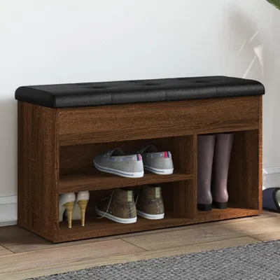 Obrázek produktu pro Lavice na boty hnědý dubový vzhled 82x32x45,5 cm Materiál na bázi dřeva