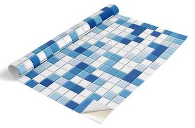 Produktbild von Tulup Möbelfolie - Klebefolie Möbel - Selbstklebende Folie 75x150 cm - Möbelfolie Schrank - Folie für Möbel - Möbelfolie Küche - Wasserdicht - Abwaschbar - Selbstklebend - Luftblasenfrei - Blaues Mosaik