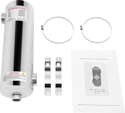 Produktbild von Pool/Schwimmbad Wärmetauscher - Edelstahl 304 - Leistung 60 kW, 200.000 BTU/h - Poolwasser 250 l/min - Warmwasser 30 l/min - Für Pool, Spa, Whirlpool - Rosa