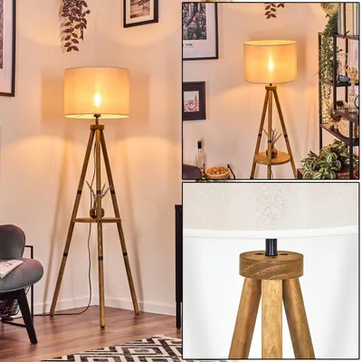 Produktbild von Schiavonea Stehlampe aus Holz/Stoff in Natur/Weiß/Beige