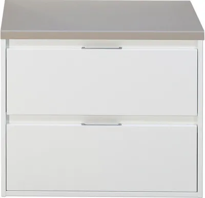 Produktbild von Sanox Waschtischunterschrank Porto BxHxT 70,2 x 58,6 x 50 cm Frontfarbe weiß hochglanz mit WT-Platte kieselgrau