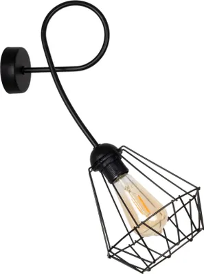 Produktbild von Wandlampe Metall E27 H: 50 cm Schwarz Retro Design Käfigschirm Wandleuchte