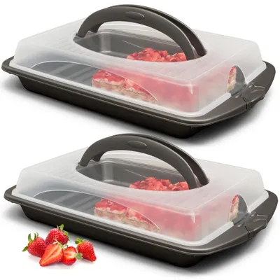 Produktbild von Hausfelder Kuchentransportboxen 2er Set, 2x rechteckig groß
