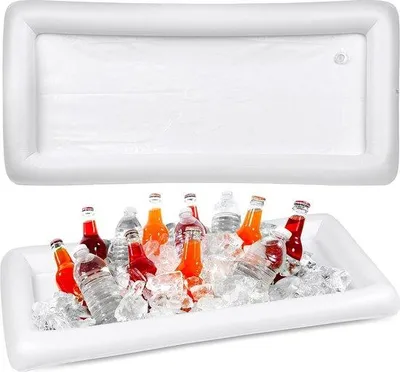 Produktbild von Famanu Aufblasbare Servierbar 130x65x13cm - Schwimmende Buffetbar mit Abflussstop - Ideal für Gartenpartys