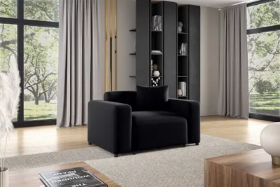 Produktbild von Sessel Designersessel MEGAN in Stoff Salvador Schwarz