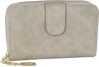 Produktbild von styleBREAKER Geldbörse mit Paisley Blumen Blüten Prägung, umlaufender Reißverschluss und RFID Schutz, Portemonnaie, Damen 02040098