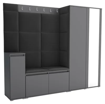 Produktbild von Garderobe LUTON 8 ANTHRACITE 16 - Farbe: anthrazit, moderne Garderobe 40x220x186 cm, funktionelle Lösung für den Flur, Garderobe, Möbel für den Flur,