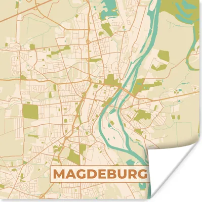 Produktbild von MuchoWow® Poster Macdeburg - Stadtplan - Vintage - Karte 100x100 cm - Babyzimmer