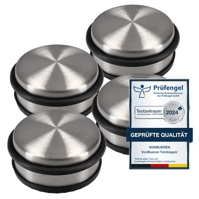 Produktbild von VonBueren 4x Türstopper 1,2 kg Boden schwer | ca. 10,5 x 5 cm | Tür Stopper aus Edelstahl/Metall