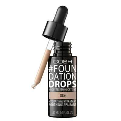 Produktbild von GOSH #Foundation Drops, Tropfflasche, Flüssigkeit, trockene Haut, Feuchtigkeitsspendend, Beruhigend, Alle Hauttöne, Neutral
