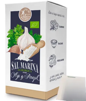 Produktbild von Sal Marina Salz aus Mallorca mit Knoblauch/ Petersilie (500g Packung) + usy Block