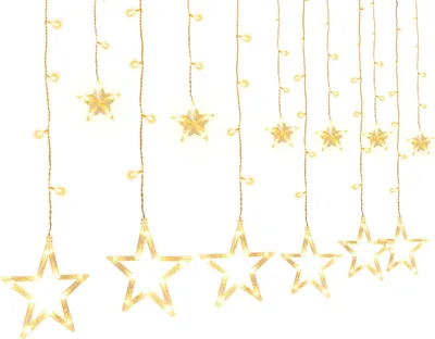 Immagine prodotto di Jayseuw LED luci fata stelle elettricità 138 LED luci di Natale finestra, luci di Natale finestra tenda con 12 stelle, decorazione di Natale (bianco caldo)