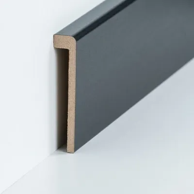 Produktbild von Fliesenabdeckleiste Bis 85 mm Höhe 19 x 96 x 2500 mm Schwarz MDF foliert Abdeckleiste für Fliesensockel by PROVISTON 62.5 Meter | 25 Stück