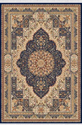 Produktbild von Orient Teppich Kunstteppich Traditionell Kurzflor Bordüre Blau Beige 150x233