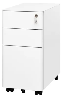 Aktenschrank, 30x46x55 cm, Weiß, 3 Schubladen, Stahl