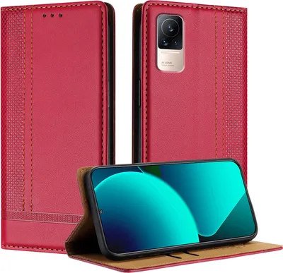 Produktbild von Handyhülle für Xiaomi Civi 1S Leder Flip Klappbare Schutzhülle mit Standfunktion Rot