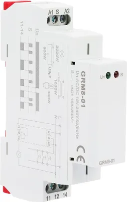 Produktbild von GRM8-01 Elektronisches Impulsrelais – Selbsthaltendes Speicherrelais AC/DC 12-240V, 18mm DIN-Schienenmontage