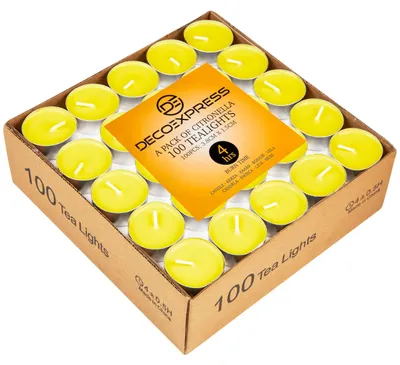 Obrázek produktu pro Aromatické svíčky čajové svíčky Citronella - 100 kusů s dobou hoření 4 hodiny
