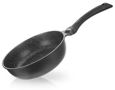 Obrázek produktu pro Hrnec s nepřilnavým povrchem z granitu – hluboký model – průměr 24 cm – slitina hliníku – vhodný pro plynové a indukční sporáky – černý
