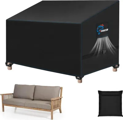 Produktbild von Gartenbankabdeckung 3-Sitzer Schwarz 163 x 66 x 63/89cm UV-Beständig & Wasserdicht