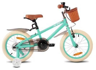 Image de Vélo pour fille - Vélo enfant avec roues de 35 cm - Avec roues d'appoint - Avec panier - Pour les enfants de 3 à 7 ans - Vert