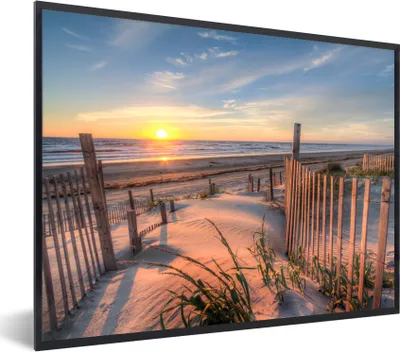 Produktbild von MuchoWow® Gerahmtes Poster Strand - Meer - Düne - Sonnenuntergang - Landschaft 40x30 cm - Poster mit Schwarzem Bilderrahmen Wandposter Rahmen Foto Bilder - Kunstposter - Wanddekorationen