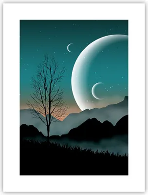 Produktbild von Poster - Poster ohne Rahmen - Himmel Nacht Illustration - 30x40 cm - Wand Bild - Wanddeko - Wandbilder - Kunstposter - Wandposter - Bilder - Kunstdruck - Wanddekoration - Wandbild - P2XPA30x40-4143