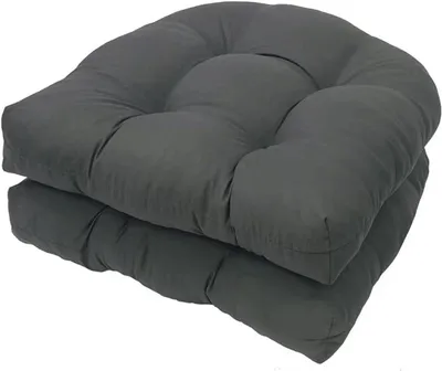 Produktbild von Stuhlkissen Outdoor 2er Set, Sitzkissen Halbrund 48x48 cm, Wasserfestes Perlbaumwoll-Polster mit Bändern für Balkon Garten Büro Rattansessel